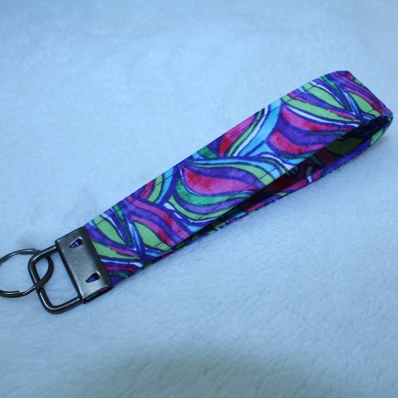 Rainbow Swirl Key Chain - Key Lanyard - Key Wristlet - Picture 3 of 7
